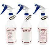Mighty Gadget 3 Pack of 32 oz Premium Quality Empty Chemical Resistant Spray Bottle with No Clogs, Leak Proof Sprayers 40% More Spray Power (Blue White Sprayer)