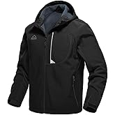 Gopune Men's Lightweight Soft Shell Jacket Fleece Lined Waterproof Hooded Hiking Winter Jacket