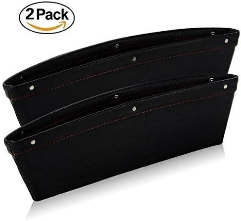 ARHAM 2 Pack Car Seat Gap Filler Organizer Drop Catcher Pocket Between Seat and Console with Removable Black - Extra Durable Side Gap Pocket For Wallet/ Phone/ Coins/ Cigarette
