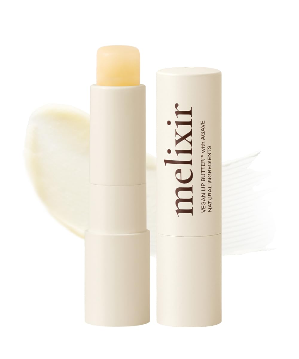 Melixir Vegan Lip Butter (12 Colors), Hydrating Lip Balm Stick, Petrolatum-Free, Plant-Based Korean Lip Care, Moisturizes Dry Chapped Lips With Shea Butter, Natural Finish - #01 Agave(Clear)