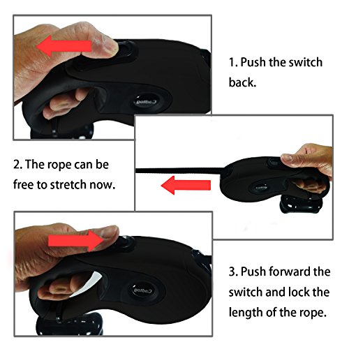 Cadtog Retractable Dog Leash,16 ft Dog Walking Leash for Medium Large Dogs up to 110lbs,One Button Break & Lock, Dog Waste Dispenser and Bags Included (Black)
