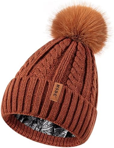 Womens Buffalo-Plaid-Cuff Beanie-Hat Winter-Soft-Stretch 