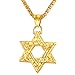 U7 Vintage Jewish Jewelry 18K Gold Plated Spiga Rope Chain with Retro Vintage Ethnic Symbol Star of David Pendant Necklace for Men Women