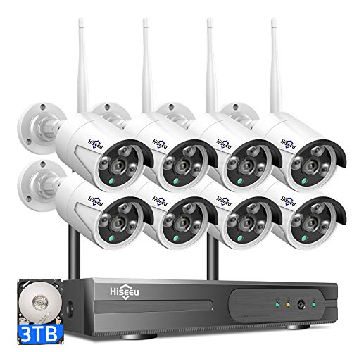 Hiseeu 2K Wireless Security Camera System, 10CH NVR Kit,8Pcs 3MP