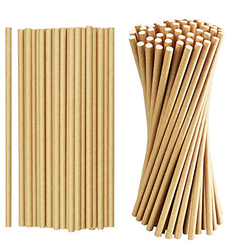 LYTIVAGEN 400 Stück Papier Trinkhalme Biologisch Abbaubare Trinkhalme Natur Kraftpapier Strohhalme Einweg Strohhalme für…