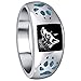 Gem Avenue Men's Sterling Silver Turquoise Gemstone Inlay Wolf with Paw and Claw Southwestern Style Ring
