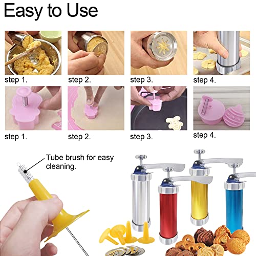 Cookie Press Mold for Baking, Stain Steel Biscuits Cutter, Manual Cookie Press Gun for Christmas