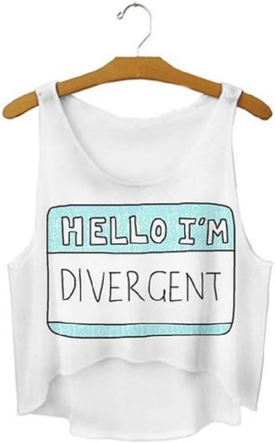 Cute Emoji Crop Tops Shirts Top Tank Sleeveless Hello Divergent (Free Size)