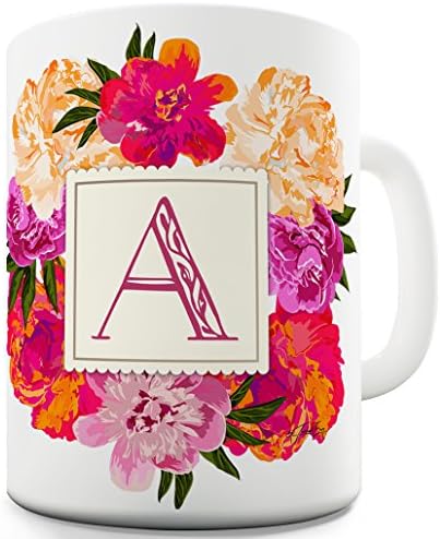 Twisted Envy A Floral Letter Border Initial Ceramic Novelty Mug