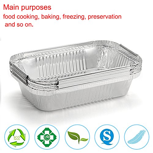 50-Pack Aluminum Foil Pans Disposable Durable Loaf Baking Pans for BBQ, Roasting, Broiling and Cooking Cakes - Thumbnail 3