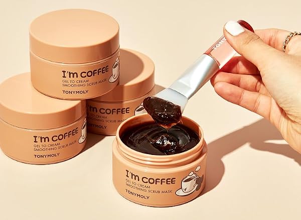 TONYMOLY I’M COFFEE GEL-TO-CREAM SMOOTHING SCRUB MASK – GENTLE EXFOLIATING FACE MASK WITH COFFEE GROUNDS – HYDRATES, SMOOTHS & SOFTENS SKIN, 100ML