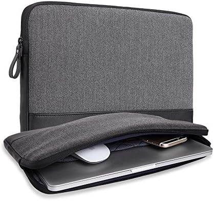 13-13.3 Inch Macbook Air / Macbook Pro / Retina / iPad Pro 12.9" Laptop Sleeve, Herringbone Woollen &amp; Leather Water Resistant Protective Sleeve Carrying Case Cover Bag by Gearmax (Gray)