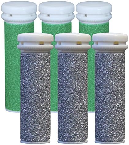 Replacement Refill Rollers for Emjoi Micro-pedi (3 Super Coarse+ 3 Xtreme Coarse) - Pack of 6