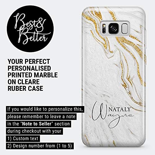 YPH Personalised Marble with gold phone case cover Custom name initials soft gel suitable for Samsung S10 Lite - marble 3 - R7