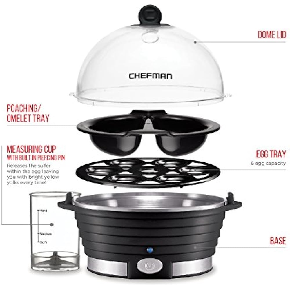 Chefman Electric Egg Cooker/Boiler, Rapid EggMaker, EggSteamer