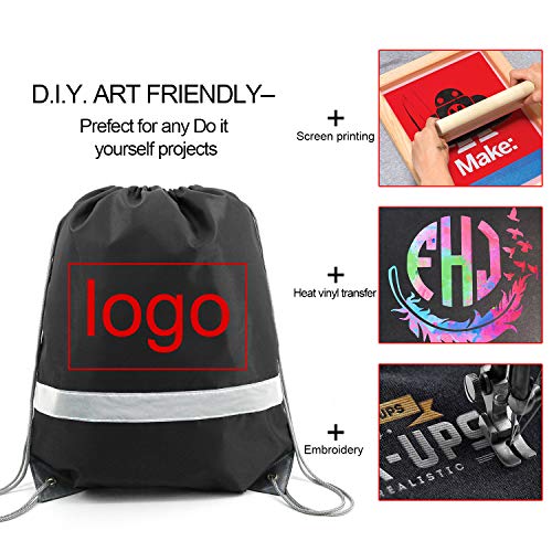 1 Black+Drawstring+Backpack+Reflective+Promotional