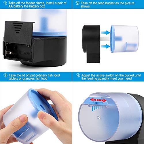 Torlam Auto Fish Feeder, Moisture-Proof Electric Automatic Fish Feeder,Aquarium Tank Timer Feeder Vacation &Weekend 2 Fish Food Dispenser