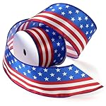 Morex Ribbon Stars and Stripes Wired Satin Ribbon Spool, 2-1/2-Inch by 3-Yard, Red/White/Blue