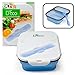 Collapsible Silicone Lunch Box, BPA Free, 2 Compartments & Utensils