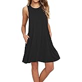 BEUFRI Sundress for Women Summer Casual Sleeveless Swing T Shirt Dresses Beach Cover up Tank Dress with Pockets