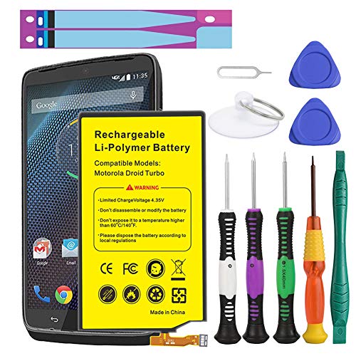 [Upgraded] Euhan 3900mAh Rechargeable Li-Polymer Battery SNN5949A Replacement for Motorola Droid Turbo XT1254 XT1225 XT928 EQ40 + Repair Replacement Kit Tools
