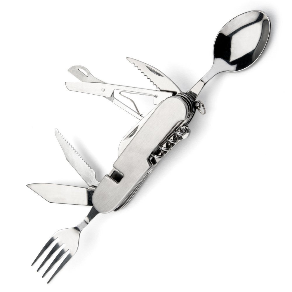 Navaja Suiza Juego de Cubertería para Acampada Funciones Navaja Tenedor Cuchara para