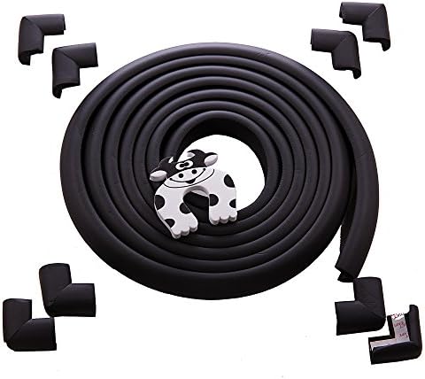 Edge Cushion & Corner Guard Set โ Home Safety Furniture Bumper and Table Edge Corner Protector - Baby Proofing (Black)