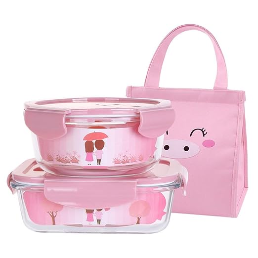 Juego de 2 fiambreras de vidrio, horno de microondas Recipiente ...