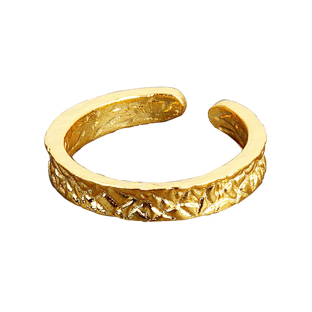 Chengxun Irregular Concave-Convex Gold Foil Opening Adjustable Ring Handmade Beating Pattern Vintage Ring Gifts for Women