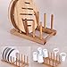 2 Tiers Bamboo Dish Rack Dishes Drainboard Drying Drainer Storage Holder Stand Kitchen Cabinet Organizer for Dish / Plate / Bowl / Cup / Pot Lid / Book (Small Size)