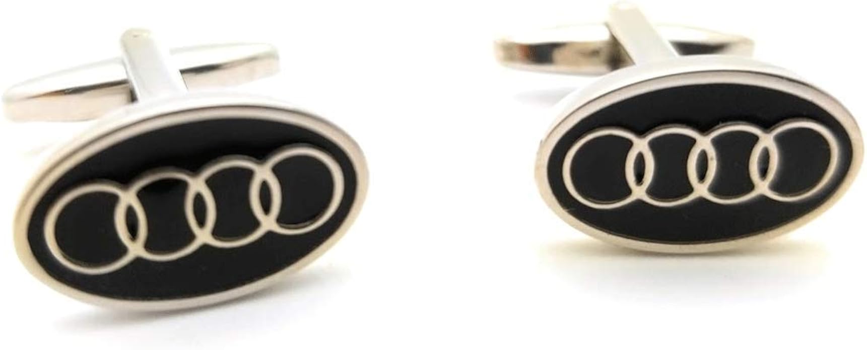 Amazon Teriのブティックメンズファッションジュエリーaudi高級車ロゴシルバートーンcufflinks W ギフトボックス カフス 通販