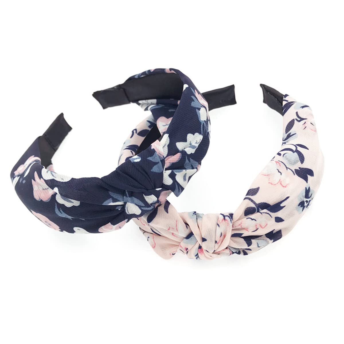 scicent Alice Bands Adult Women 2 Pieces Knot Headband Fashion Floral Fabric Hairband Elastic Hair Band 1909 — image 1
