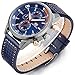 Minifocus Men's Quartz Watches Leather Straps Fashion Function Wristwatch Sapphire Blue