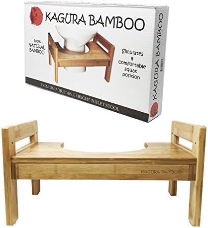 Bamboo Bathroom Toilet Stool Adjustable Height | Squat Potty Position Help Relieve Constipation | Eco Friendly Organic Natural Materials with Water and Mold Resistant.