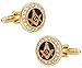 Cuff-Daddy Masonic Cufflinks and Studs - Mens Freemason Formal Set Cufflinks and Studs - Crystal Gold Tone Masonic Tuxedo Formal Set with Travel Presentation Box - 5/8