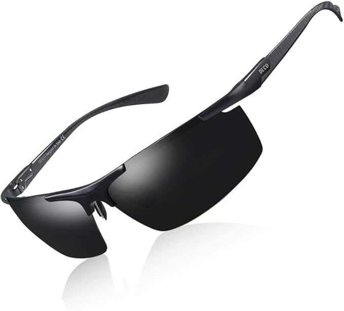 DUCO Men's Sports Carbon Fiber Temple Polarized Sunglasses 100 UV