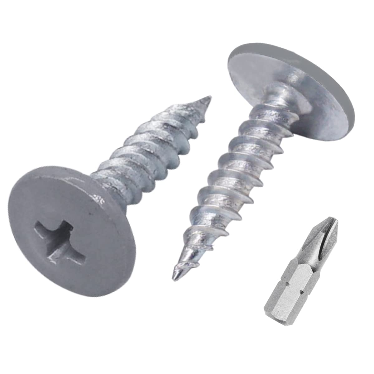 (Pack of 50 pcs) Painted 4.2 x 19 mm Wood Screws, Self Tapping Metal Screws, Phillips Modified Truss Head, Wafer Head (50, Window Grey RAL 7040)