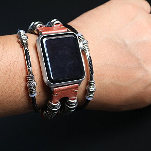 Buyeverything for Apple Watch 40mm Bands - Vintage Braided Classic Leather Bracelets Replacement Band Adjustbable Wristband Straps Accessories for Apple Watch Series 4 40mm Women Men (Rose Gold) - Thumbnail 4