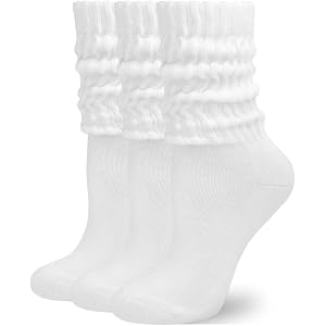 Rehelu Womens Scrunch Crew Socks Cushioned Cotton Retro Slouchy Boot Socks