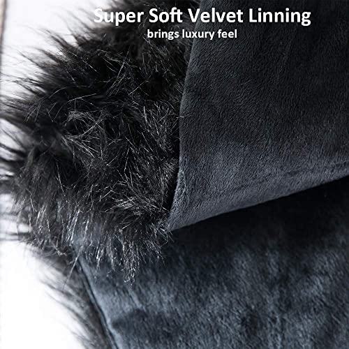 HORIMOTE HOME Luxury Plush Faux Fur Throw Blanket, Long Pile Black