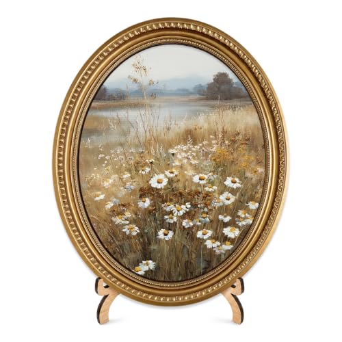 Cottagecore Wildflower Field Landscape Oval Wood Wall Decor, Vintage Floral Landscape Wall Art, Rustic Nature Oil Painting Style Artwork for Bedroom Living Room Gallery Wall 11.2 x 9 Inch at Amazon