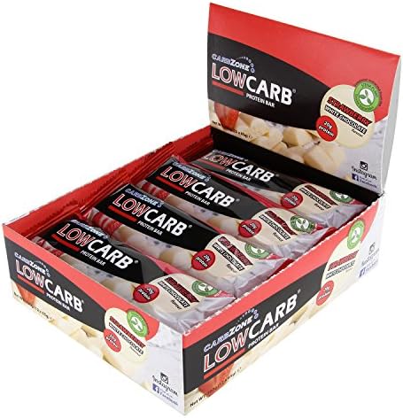 Carbzone Low Carb Strawberry White Chocolate Protein Bar 65 g (Pack of 12)