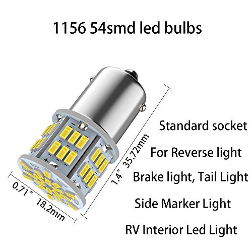 24V 1156 1141 1003 BA15S 54-SMD 3014 Chips White LED Bulbs for RV Camper Trailer Trunk Vehicle Interior Lights Tail Backup Reverse Lights Parking Lights Pack of 6