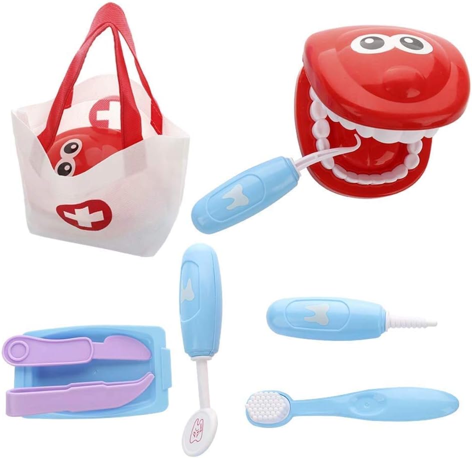 LBZE Dentist Kit Doctor Model for Kids, Doctor Tools Medical Pretend Play Set for Doctor Role Play Costume Dress Up, Educational Model for Classroom School Girls Boys (Blue)