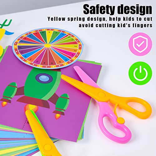 Koogel Scissor Skills Activity Book with Safety Scissors, 2 Pairs Kid Training Scissors and 120PCS Cutting Paper for Kids Fun Paper-cut Preschool Early Learning Development Ages 3+