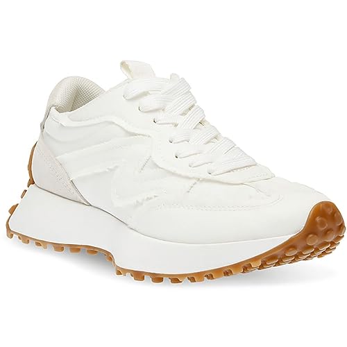 Steve Madden Women's Campo Sneaker, White, 10