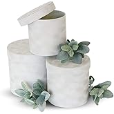 UNIKPACKAGING Premium Quality Round Velvet Flower Box, Gift Boxes for Luxury Flower and Gift Arrangements, Set of 3 pcs (White)