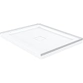Carlton Marquette 42" x 34" Single or Double-Threshold Shower Pan Base with Center Drain and Removable Flange in Glossy White