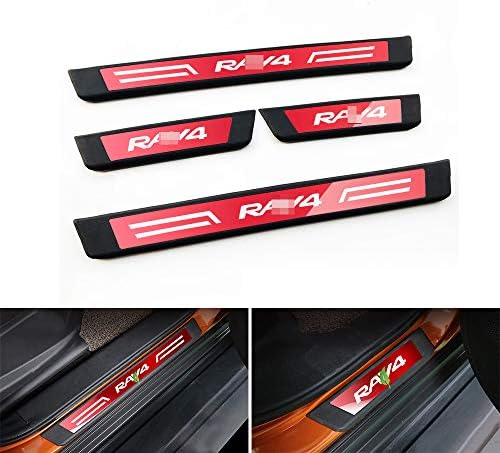 4 PCS Fits for RAV-4 RAV4 2014-2018 Stainless Steel External Door Sill Scuff Plate Guard Sills Protector Trims - Red