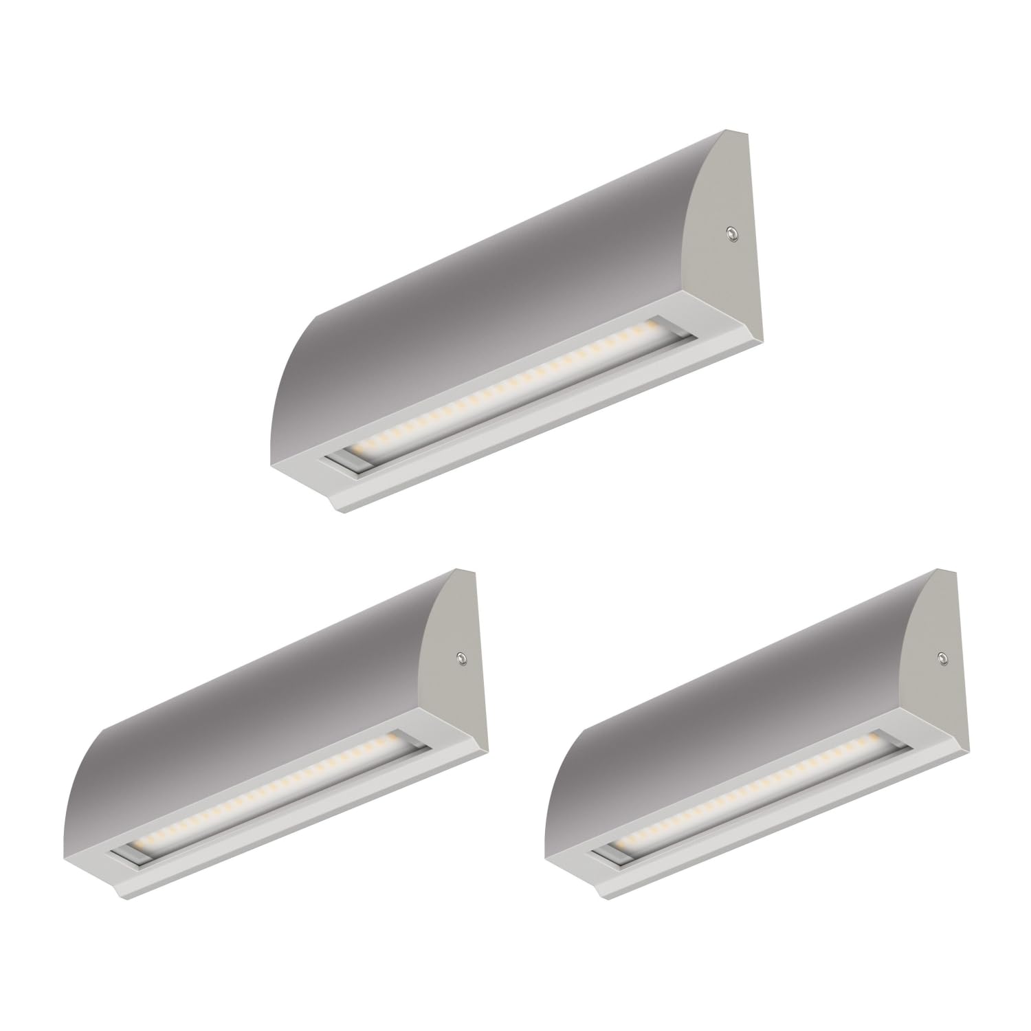 ledscom.de 3 LED wall Light/Staircase Light SEGIN for Outdoors, IP54, Flat, Downlight, Grey matt, Angular, 6.2 W, 566lm, Warm White